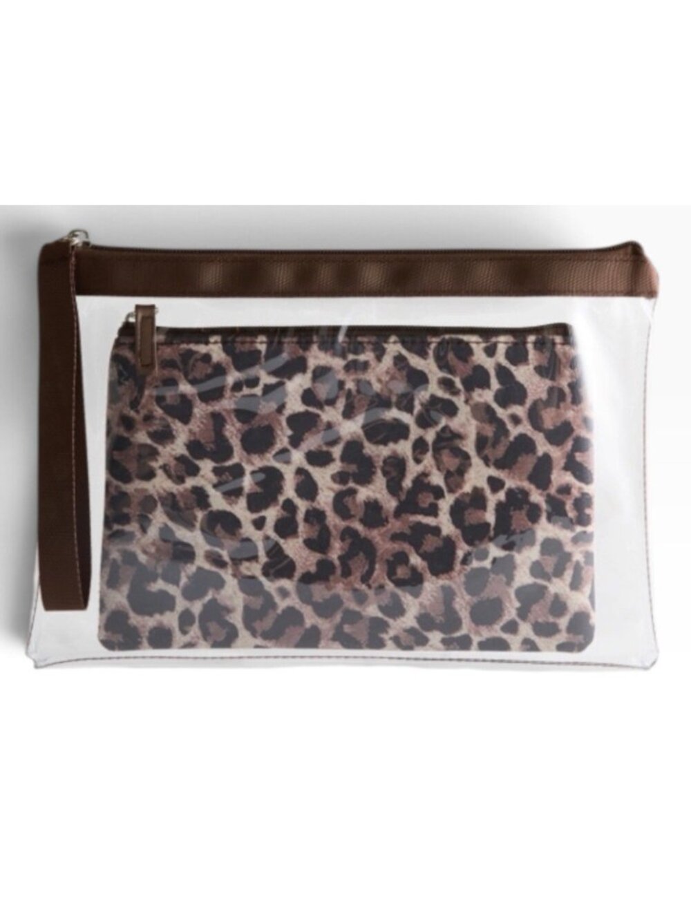 Primark Clear Wristlet And Animal Print Cosmetic Travel Bag Makeup Concert NWT